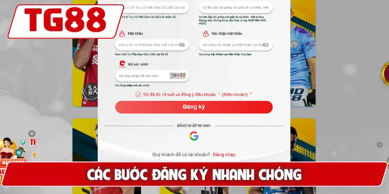 Các bước đăng ký nhanh chóng